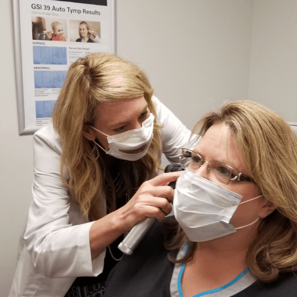 Dr. Ahlberg assessing ear wax