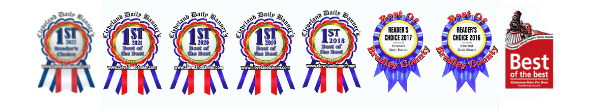 Ribbons from Cleveland Daily Banner Best of the Best 8 years in a row and Chattanooga Times Free Press Recognition